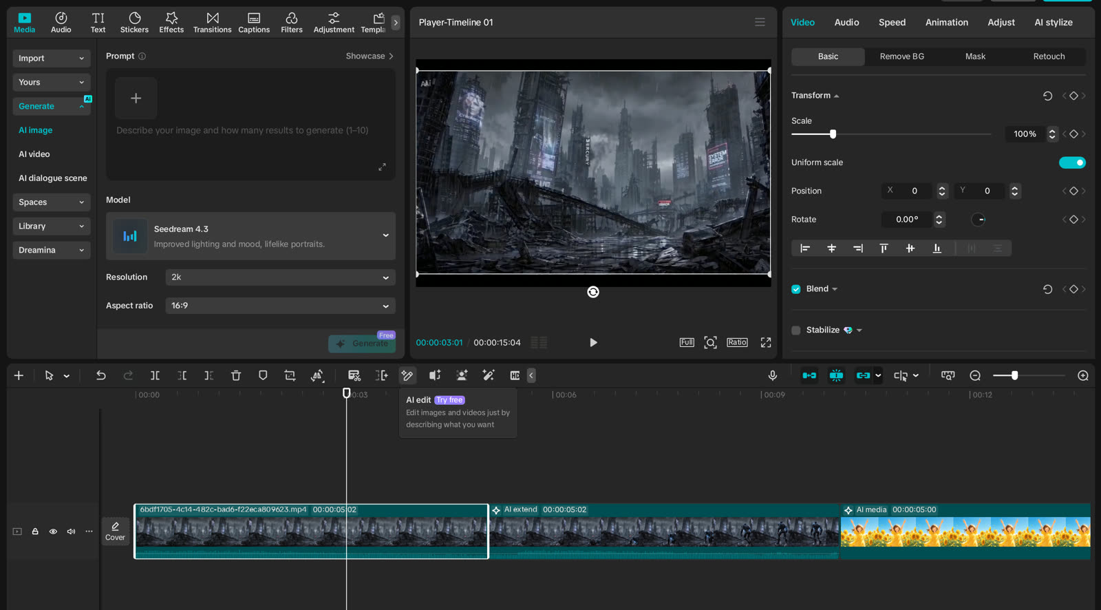 AI Edit in CapCut on Desktop